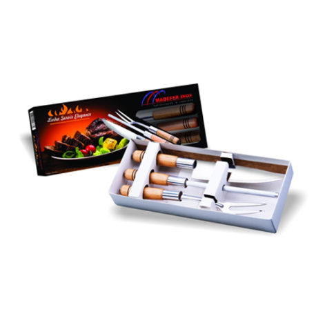 Conjunto para Churrasco 3 peças Madefer Inox - 1-037