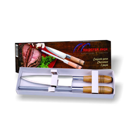 Conjunto para Churrasco 2 peças Madefer Inox - 1-041