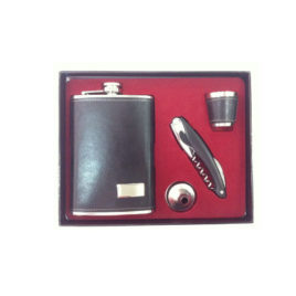 Conjunto Cantil Inox para Whisky e Abridor Sacarrolhas - GTI001